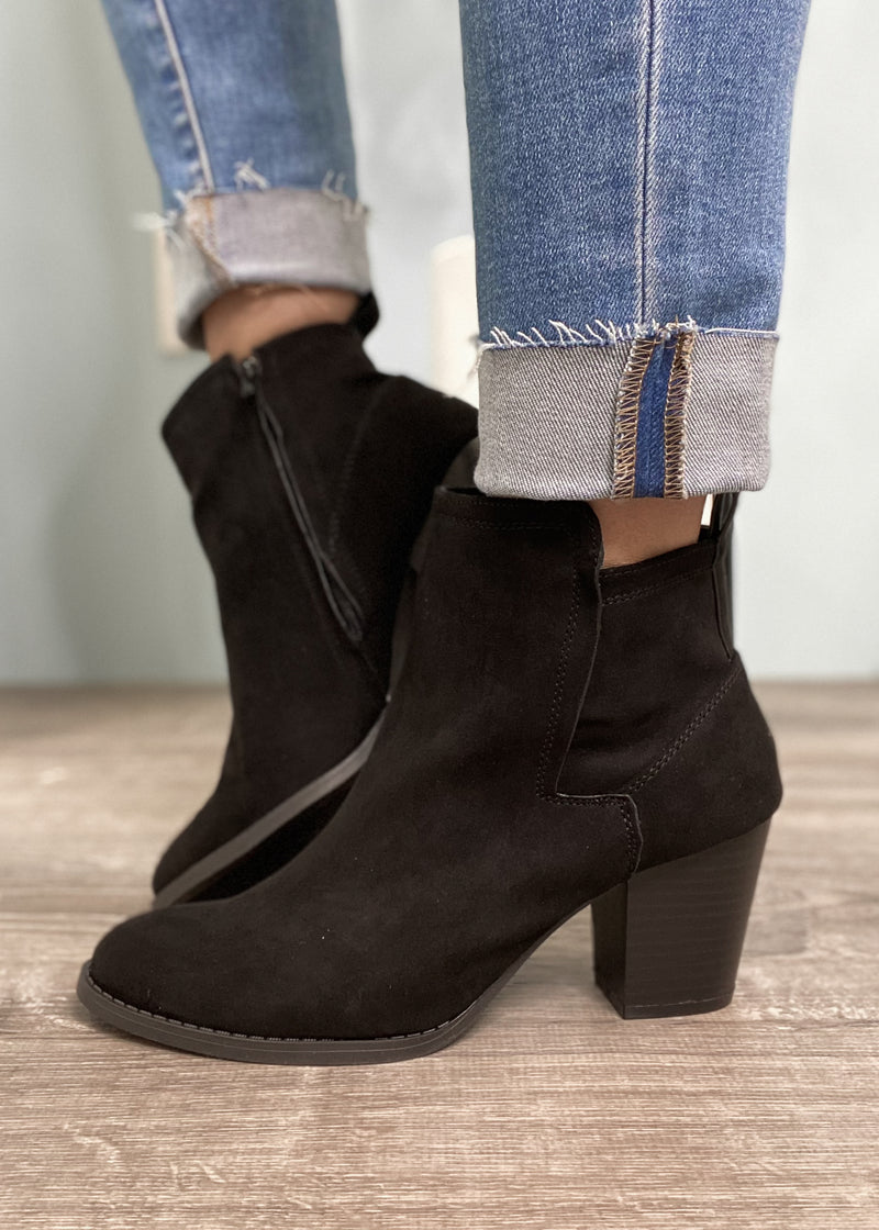 'Abby' Black Faux Suede Bootie-Cali Moon Boutique, Plainville Connecticut