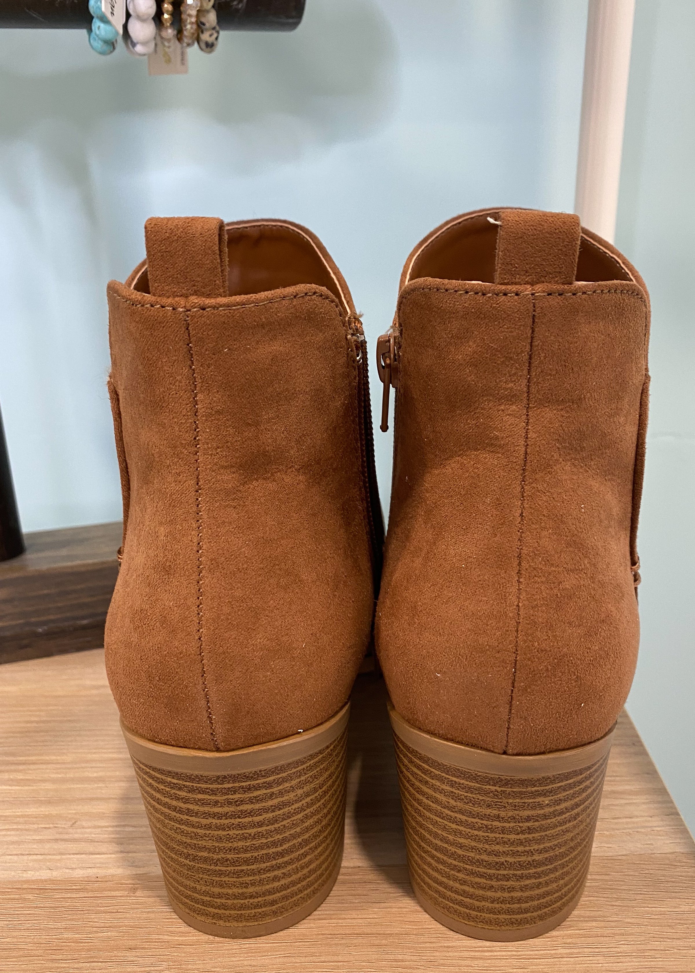 Camel Faux Suede Bootie-Cali Moon Boutique, Plainville Connecticut