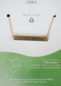 Zodiac Gold Bar Necklace-Necklace layering, Zodiac sign necklace, zodiac necklace, zodiac bar necklace, Capricorn necklace, Aquarius necklace, Pisces necklace, Aries necklace, Gemini necklace, Cancer Necklace, Leo necklace, Virgo necklace, Libra necklace, Scorpio necklace, Sagittarius Necklace, Taurus necklace, zodiac sign jewelry-Cali Moon Boutique, Plainville Connecticut